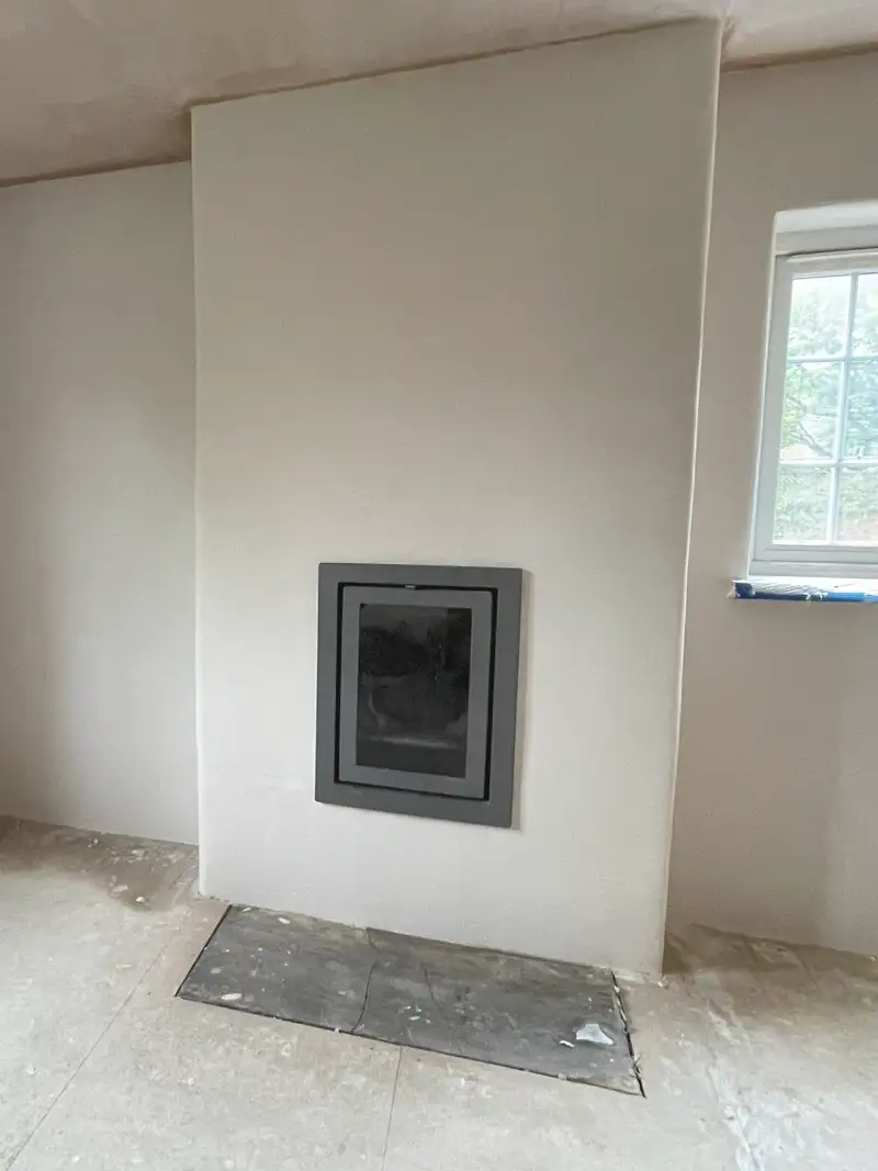 Two part lime top coat finish fireplace and walls Two part lime top coat finish fireplace and walls